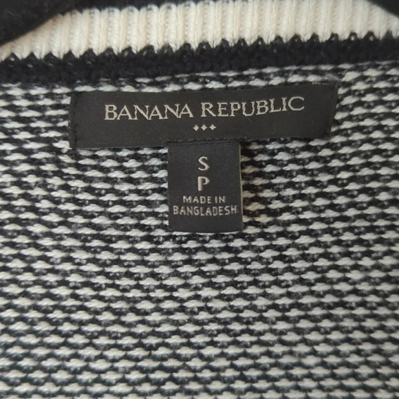 Banana Republic Knit Open Front Black & White Cotton Blend Cardigan Small - Picture 3 of 6